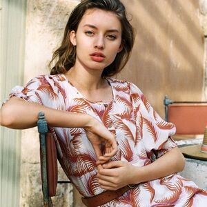 Anthropologie Nicole puff-sleeve dress like new sz L